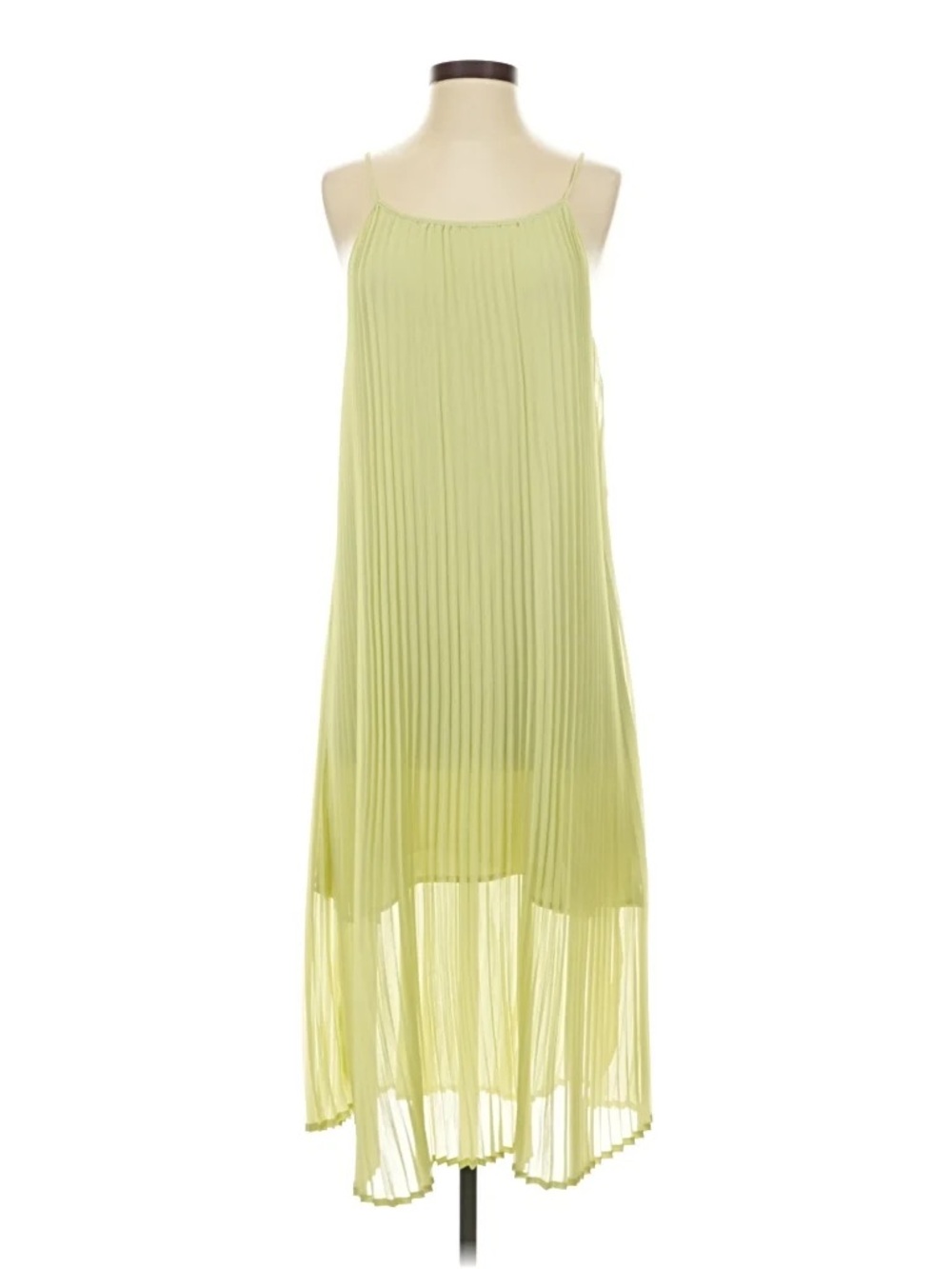 A NEW DAY Pleated Spaghetti Strap Maxi Dress in Light Lime adjustable straps